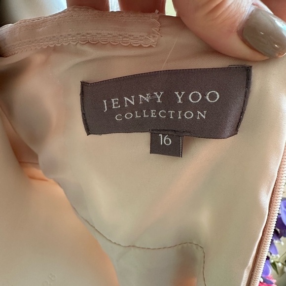 JENNY YOO PALE PINK STRAPLESS SWEETHEART CHIFFON FULL LENGTH FORMAL DRESS 16 - Picture 7 of 7